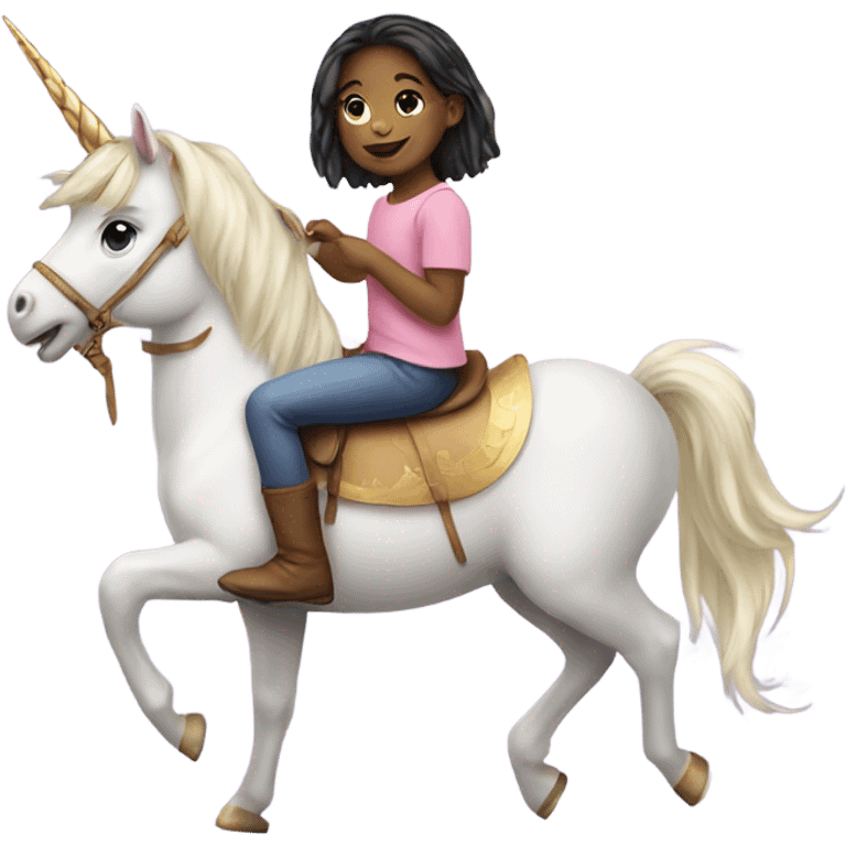 Little girl on unicorn emoji