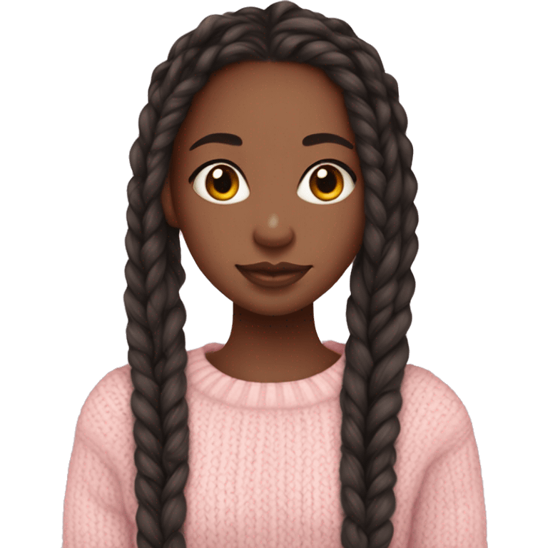 pretty black girl with box braids hair down in light pink sweater cozy emoji