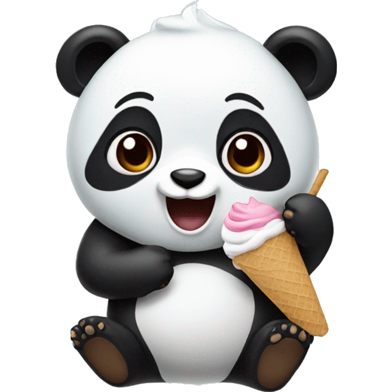 Flying Panda eating ice cream emoji