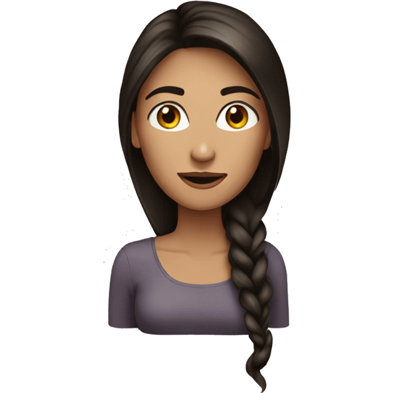 woman long dark brown hair with dark brown e emoji