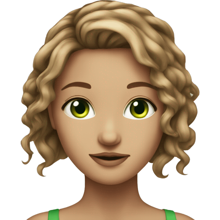 beautiful girl green eyes light brown haie emoji