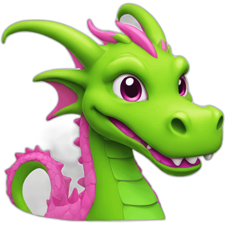 Neon green dragon with pink lips emoji