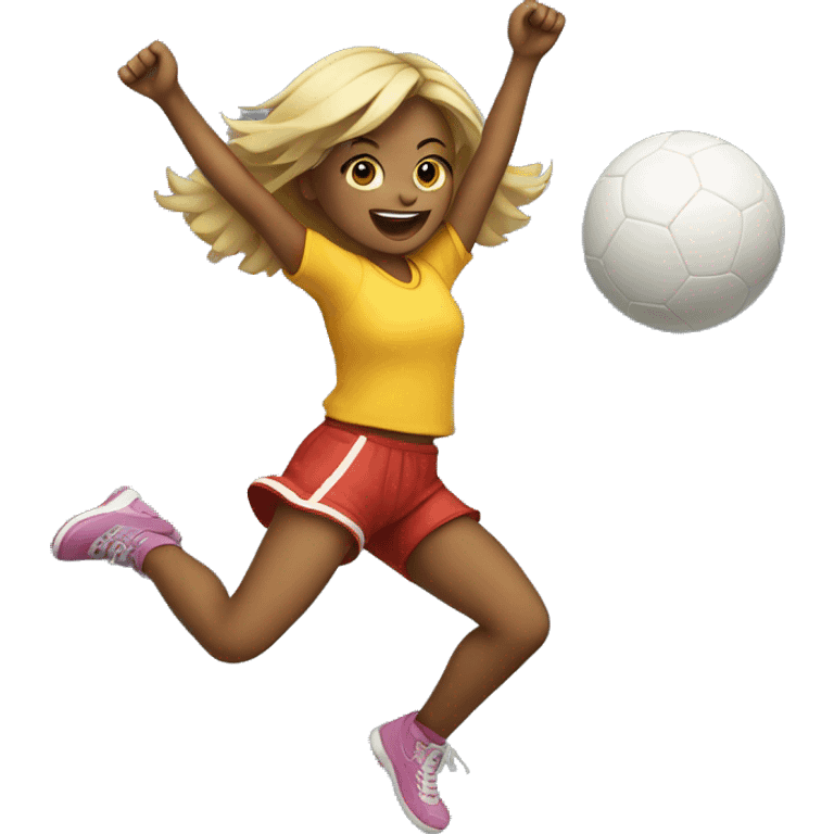 Girl bouncing on ball emoji