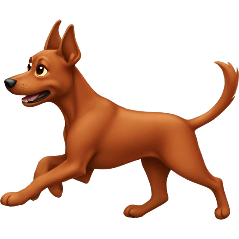 solid red dog with pointed ears running emoji