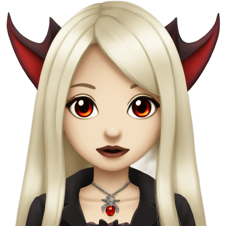 Vampire hime gyaru girl with red eyes black hair emoji