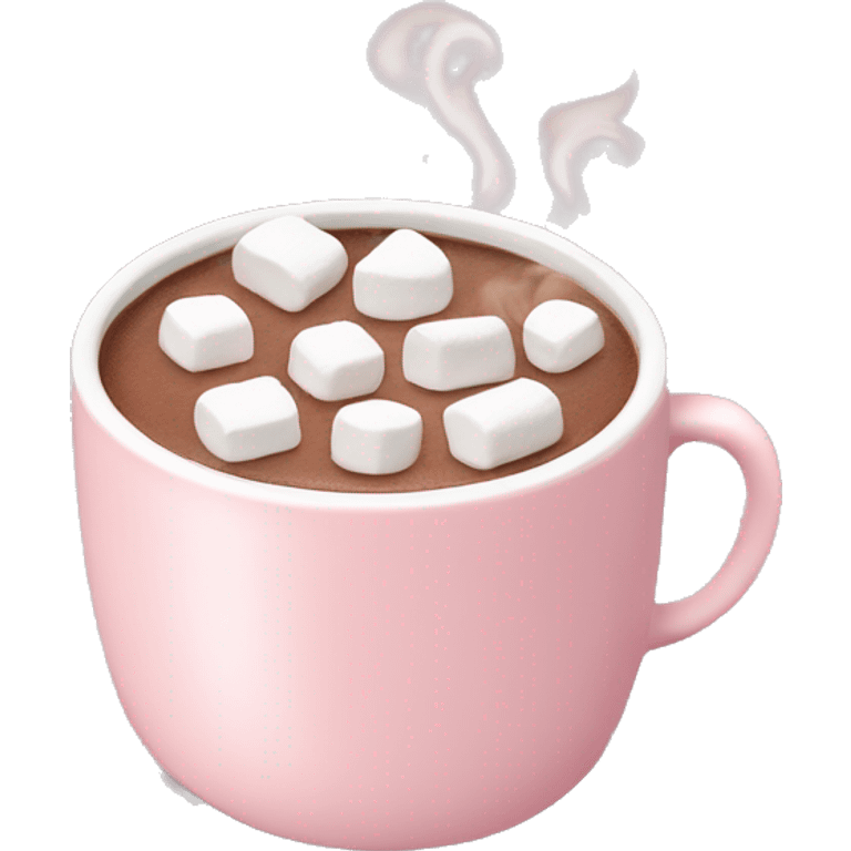 Light Pink mug of hot chocolate with marshmallows  emoji