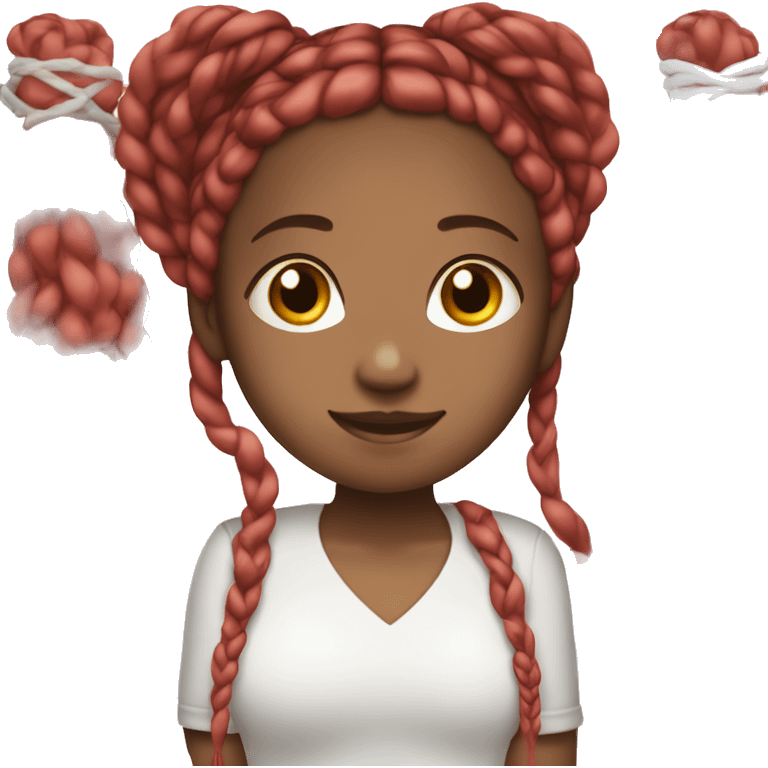 Lighter skinned black girl with black, white, and red braids emoji