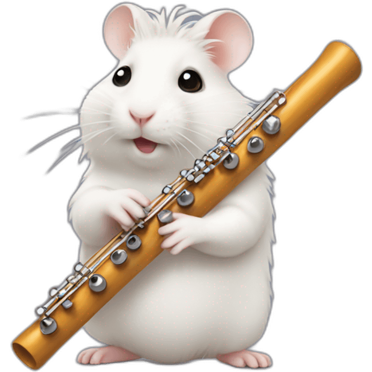 white hamster with dreadlocks plays the flute emoji