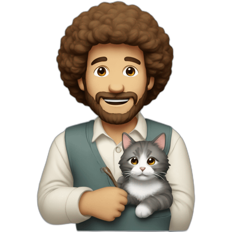 Bob ross with cat emoji