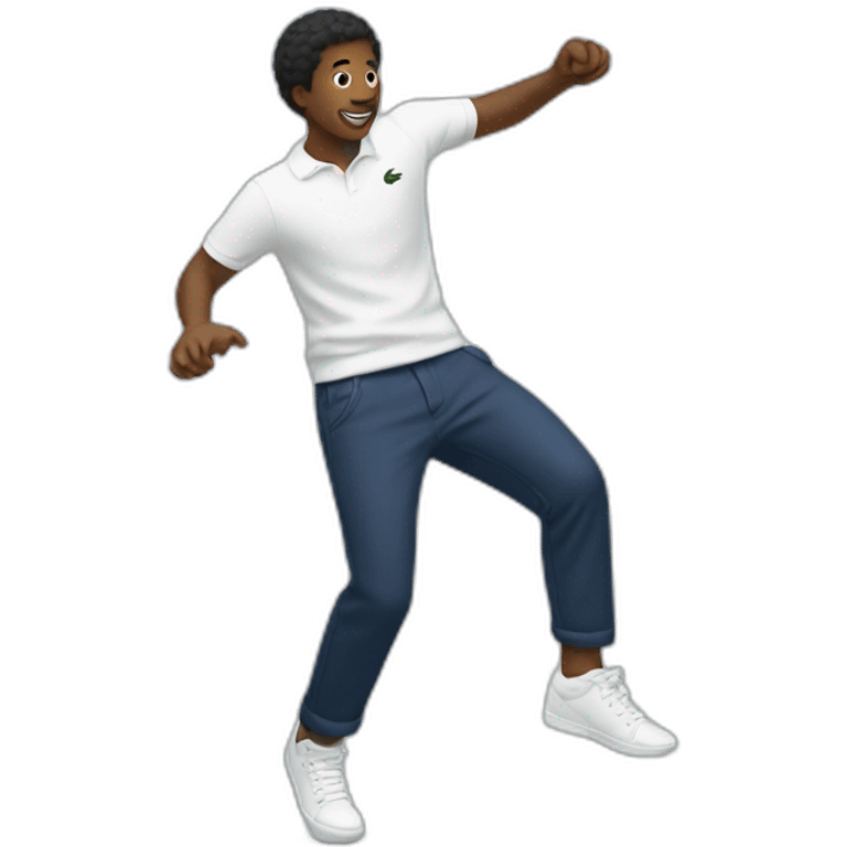 Black guy dancing using lacoste emoji