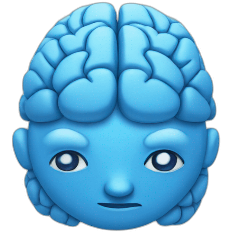 Blue smart brain emoji