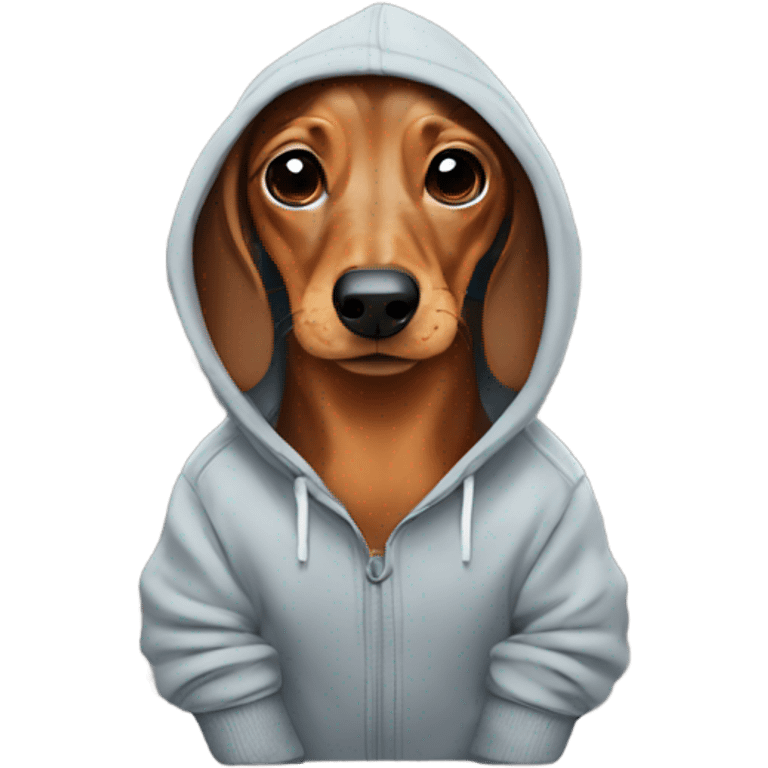 Dachshund wearing a hoodie emoji