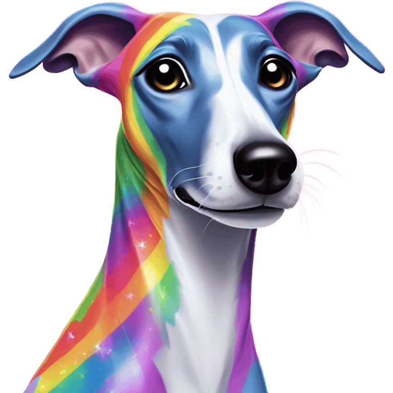 Lisa Frank rainbow greyhound ￼ emoji