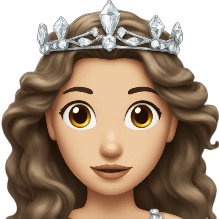 furiouslong haired brunette princess with a big crown with diamonds emoji