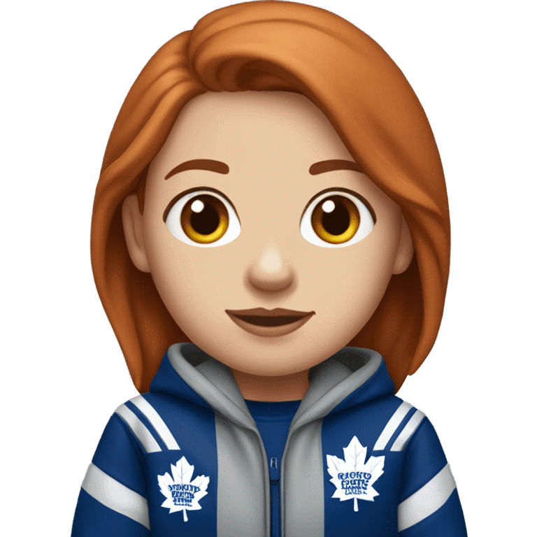 red head girl wearing toronto maple leafs hoodie emoji