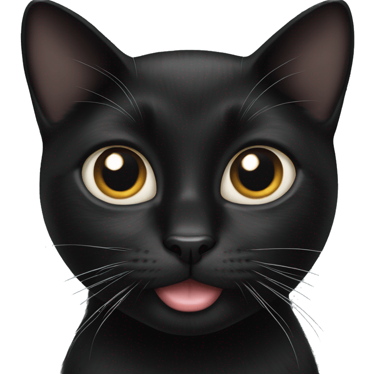 black cat domestic with half white mouth emoji