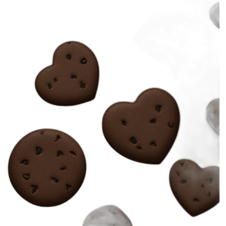 black colored cookies with heart-shaped chocolate chips emoji