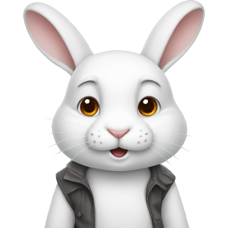 white rabbit with fange emoji