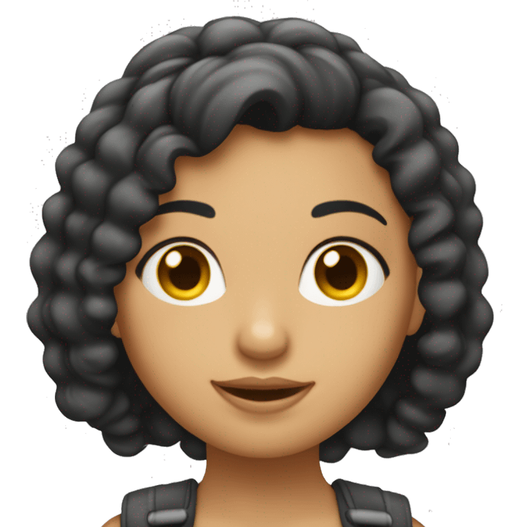 Menina morena com cabelo cacheado emoji