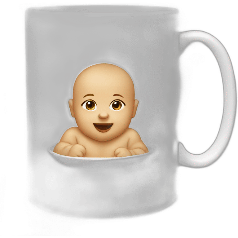 a mug with a drawing of a baby on it  emoji