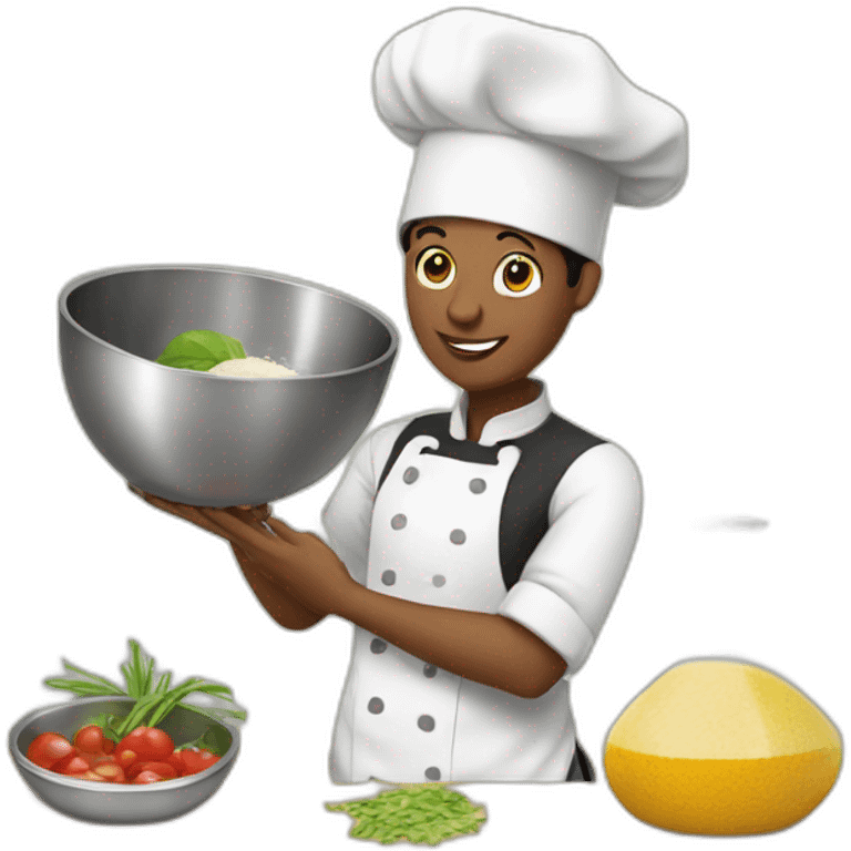 chef mixing ingredients in bowl emoji