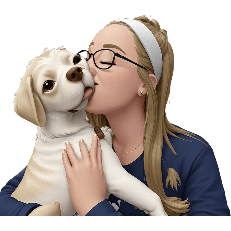 girl kissing her dog emoji