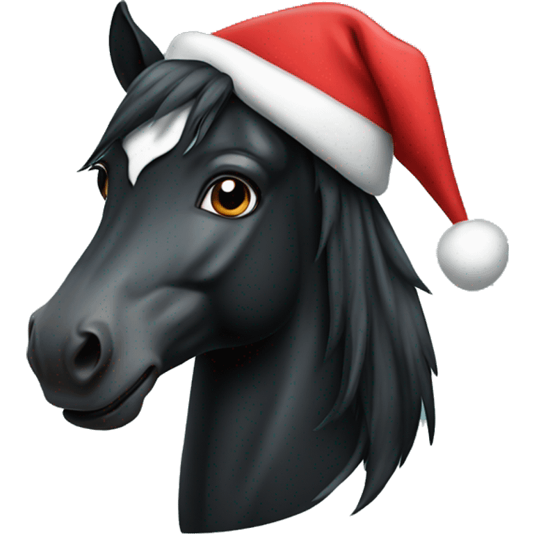 black horse with santa hat emoji