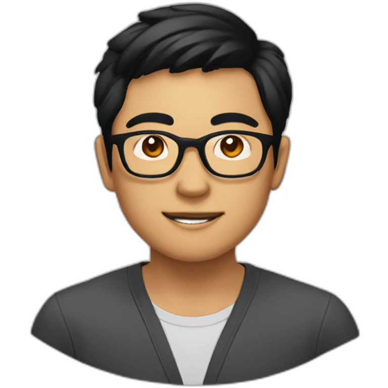 southeast asian male with glasses and black hair emoji