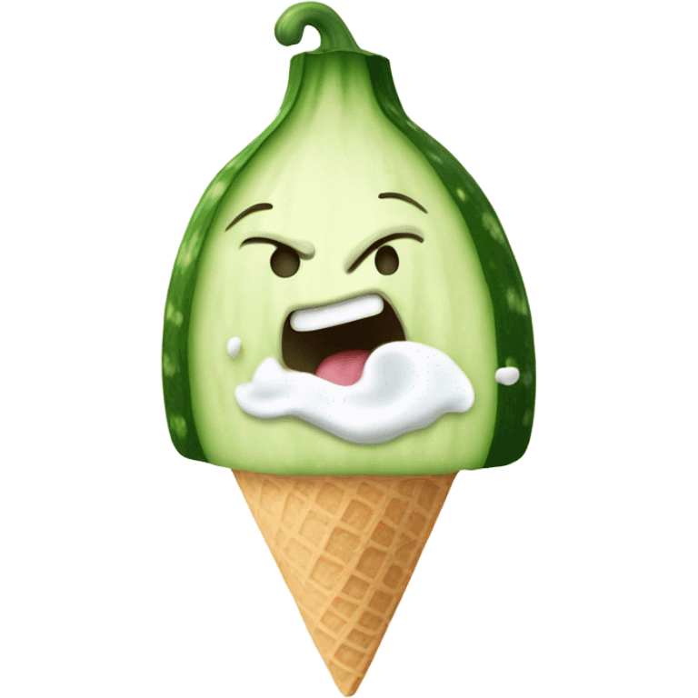 Cucumber shooting out vanilla ice cream emoji