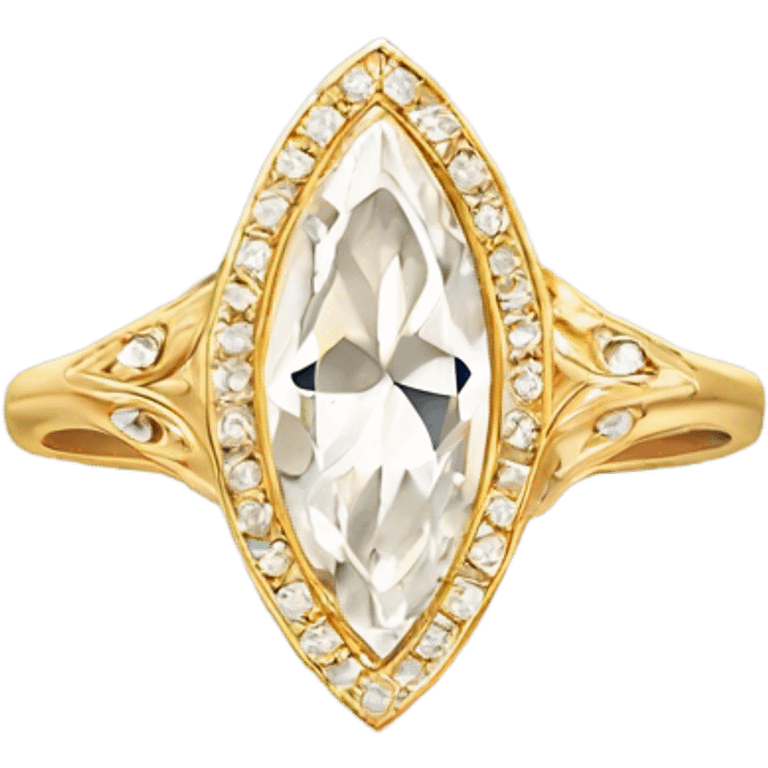 Vintage gold marquise engagement ring emoji