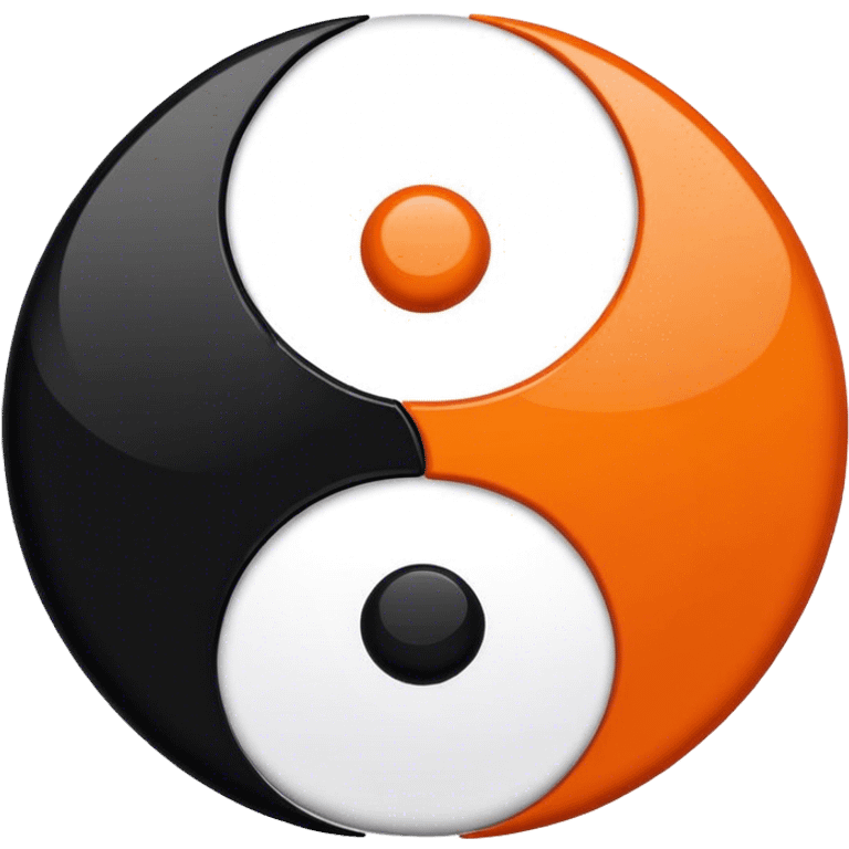 Orange and black ying yang emoji