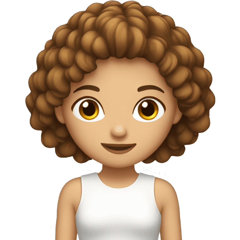 Chica blanca con pelo marron con fleco emoji