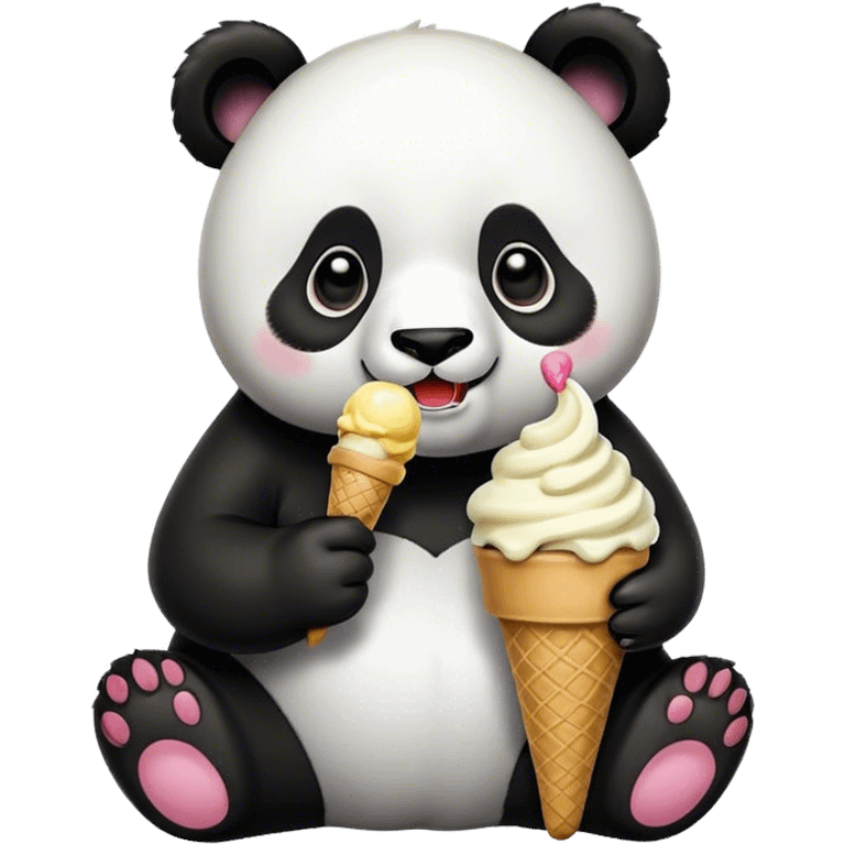 Panda eating ice cream emoji