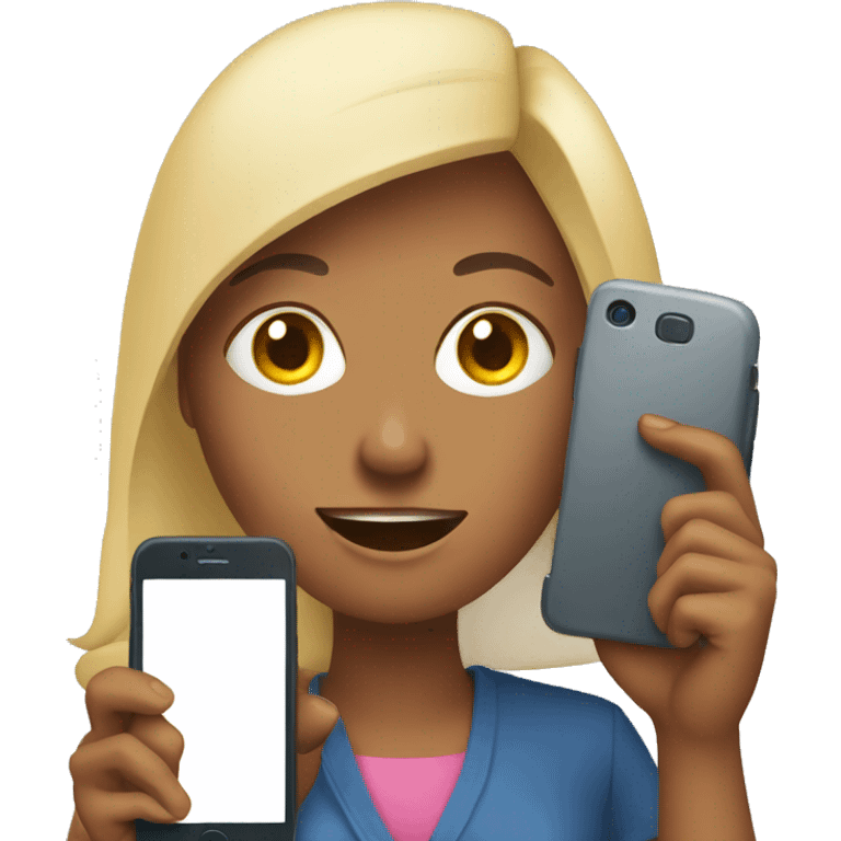 woman showing big phone emoji