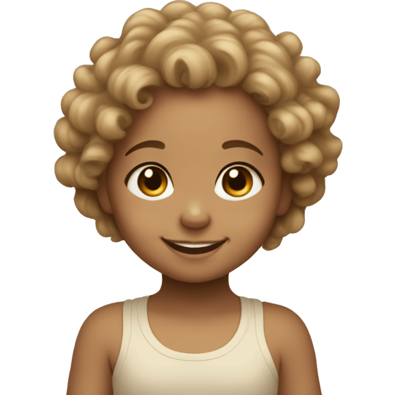 smiling baby girl with light tan skin that has tight curly hair emoji