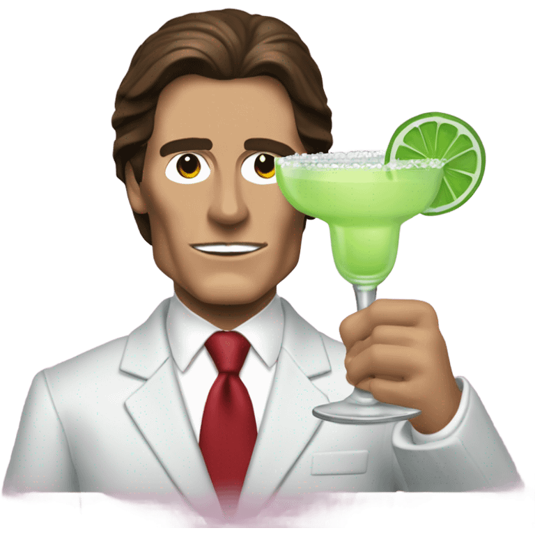 Patrick Bateman from american psycho holding a margarita glass emoji