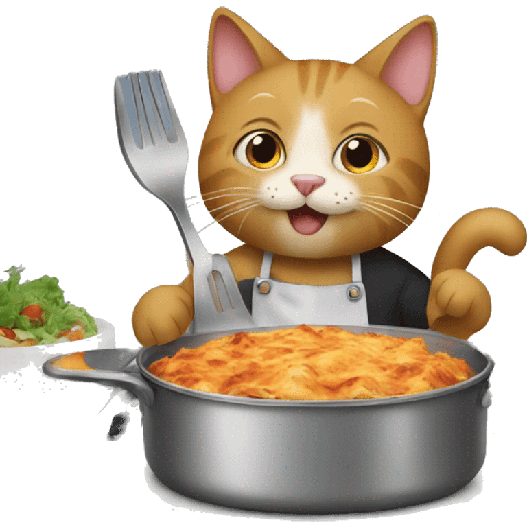 Cat cooking dinner emoji