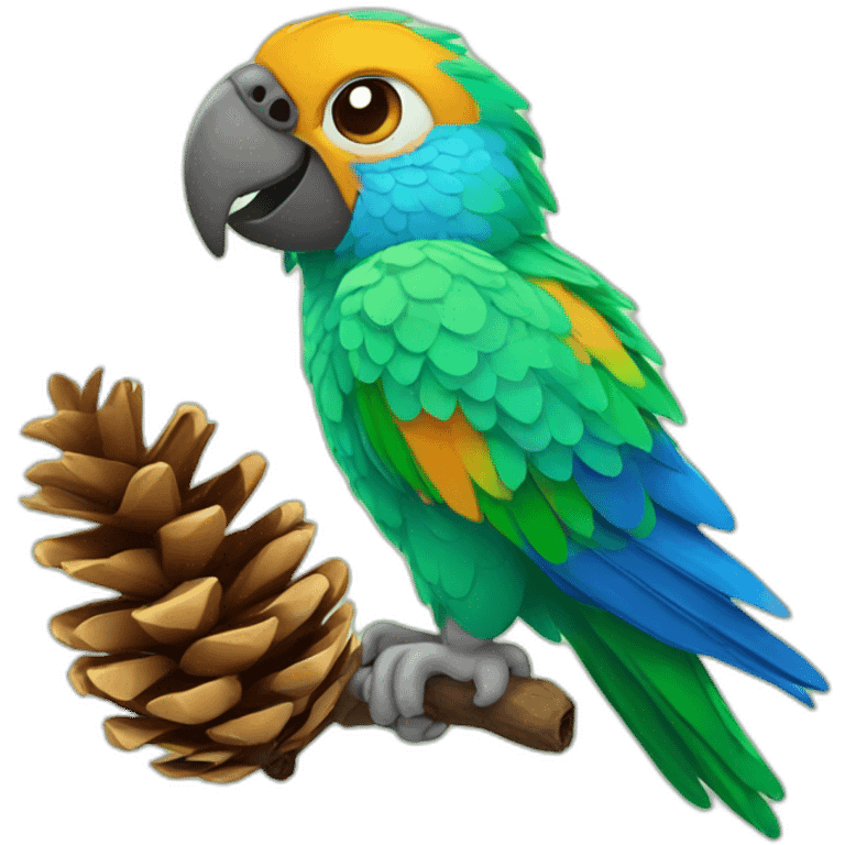 Parrot with pine cone emoji