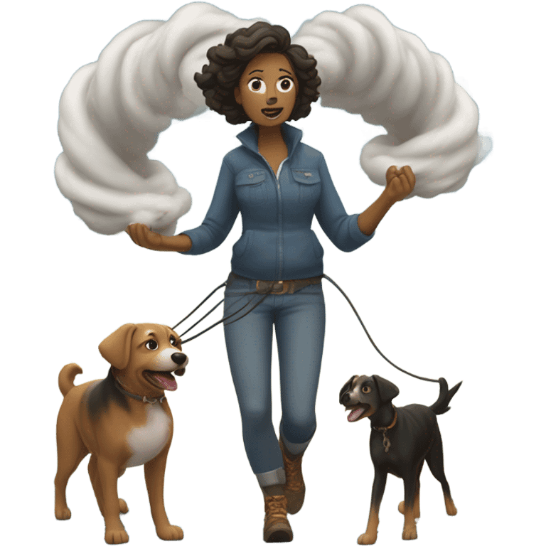 A mom in a tornado with dogs emoji