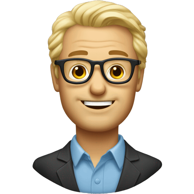 Un homme blond avec des lunettes promènent son berger australien  emoji