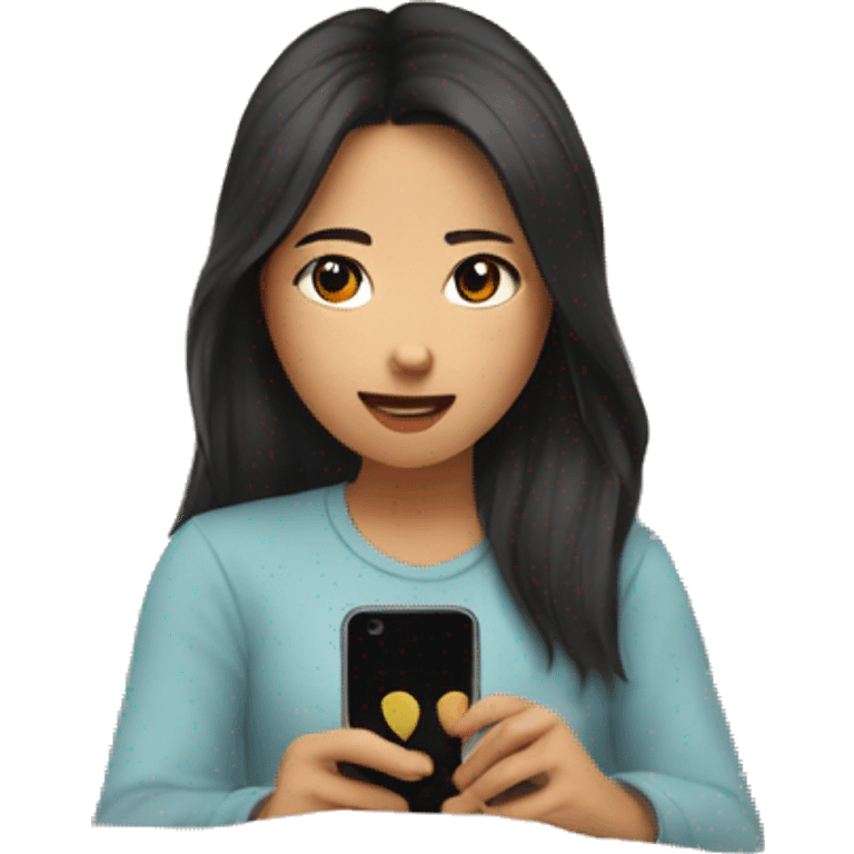 asian girl watching netflix on phone on bed emoji