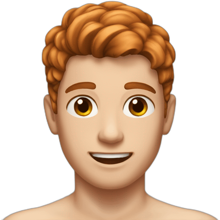 Shirtless white twink man with reddish brown hair emoji