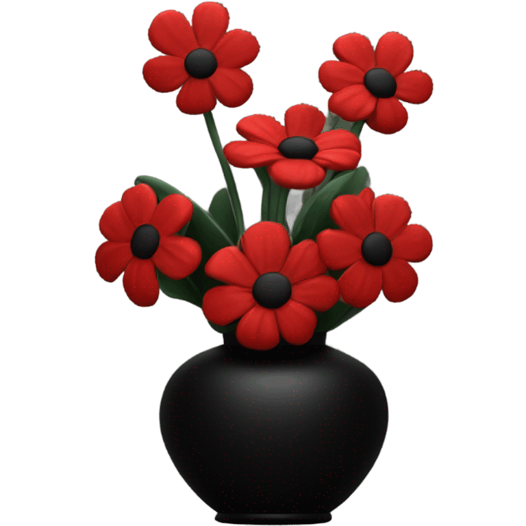 Red flowers in a black vase emoji