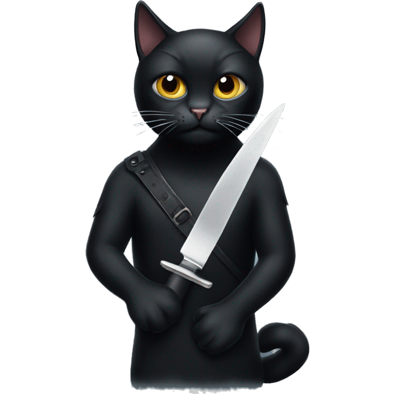 Black cat with knife emoji