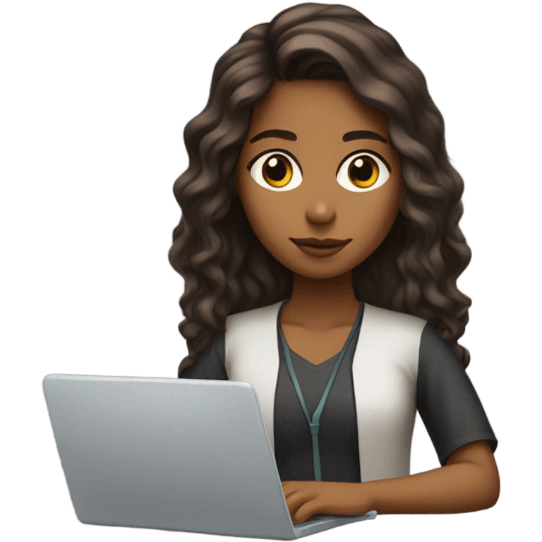 Medium hair Brown girl, computer science intern with a laptop  emoji