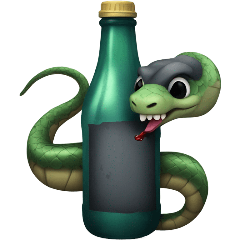 Emo snake holding a bottle emoji