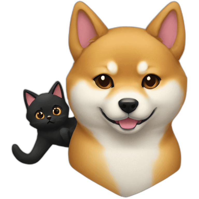 shibainu and black cat lovely emoji