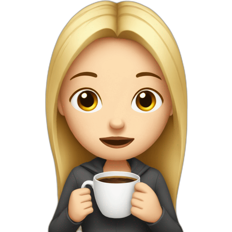 tired girl drinking coffee emoji