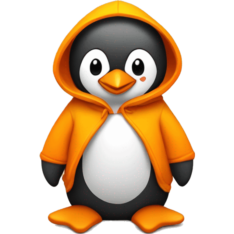 Little Cute Stylized Penguin with Hoodies Yellow Orange emoji