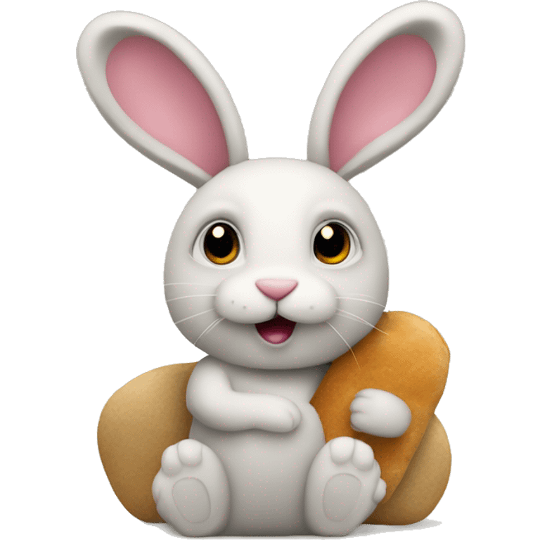 bunny holds orabgutan peluche emoji